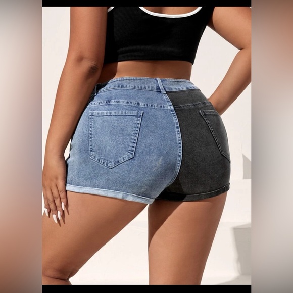 Color block jean shorts! - Picture 2 of 7